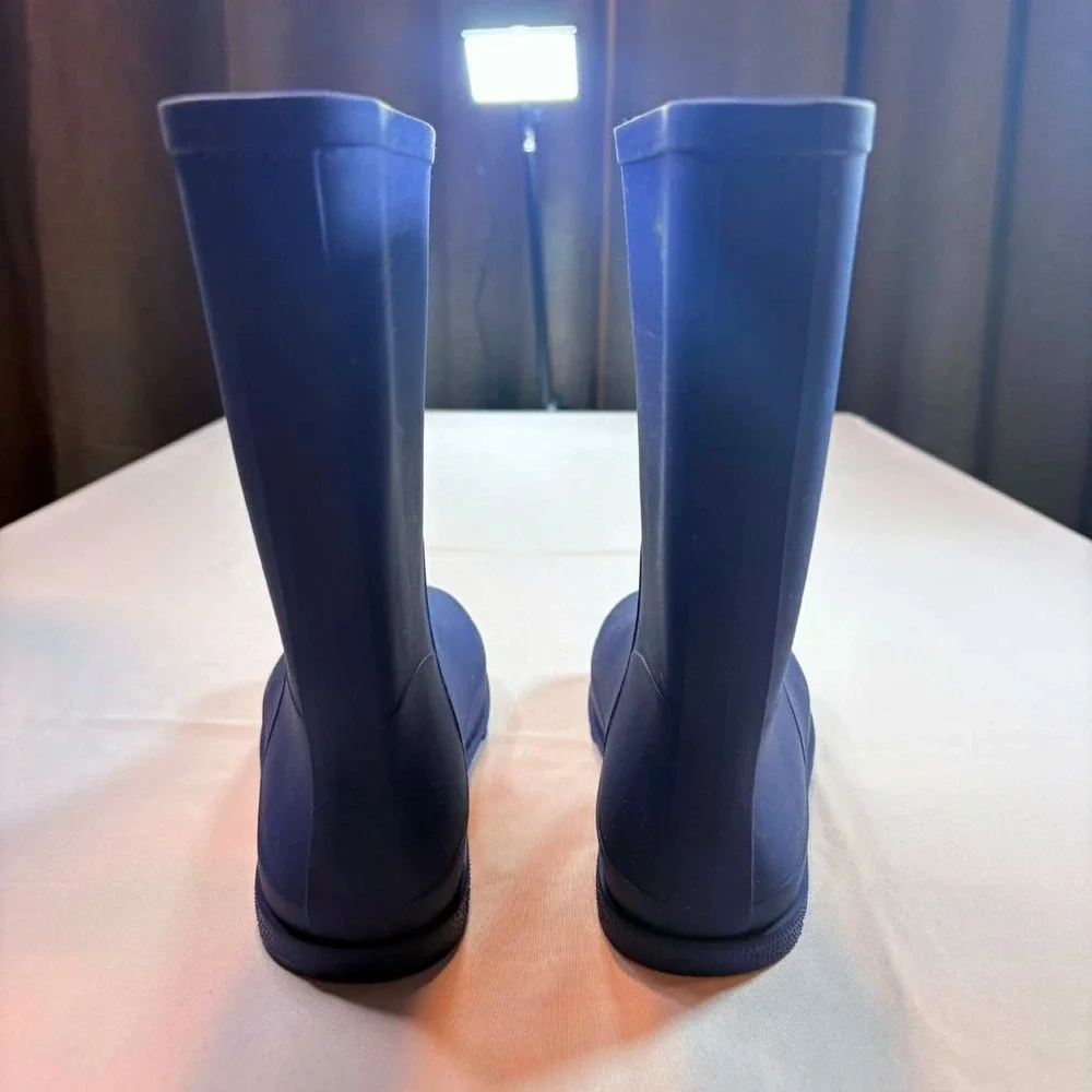 Cat & Jack Kids Size 4 Andy Rain Boots Waterproof Blue Slip On Rubber Puddle
